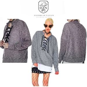 NWT Dolls Kill Daydream Nation Med Terry Dream Sweater Pullover Black